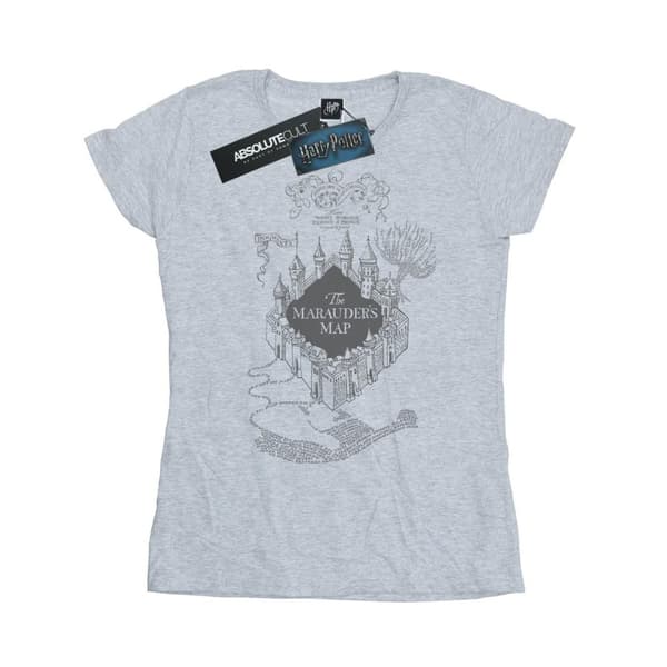 Harry Potter Dam/Tjej - Marauderskartan - Bomulls-T-shirt Sports Grey L