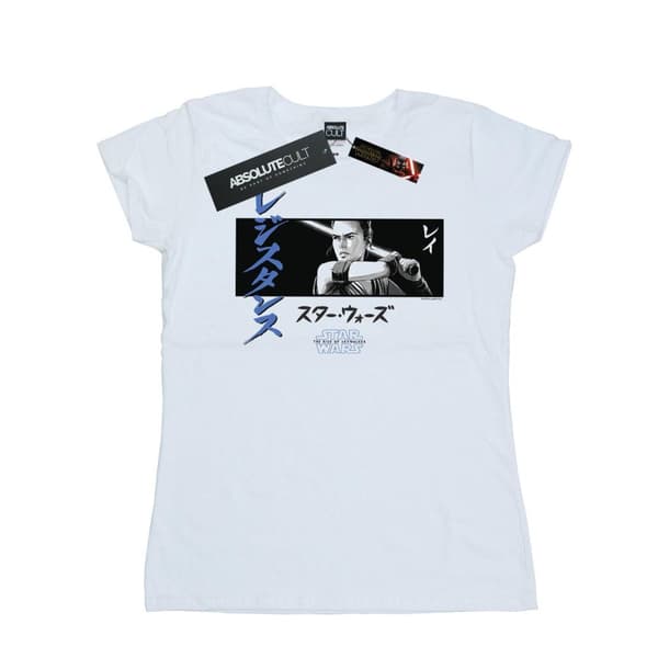Star Wars: The Rise of Skywalker Womens/Ladies Star Wars The Rise Of Skywalker Rey Katakana Art Stripe Cotton T-Shirt