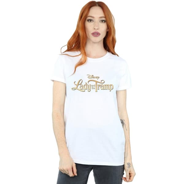 Disney Dam/Lady Lady And The Tramp - Boyfriend-t-shirt i bomull med klassisk logotyp