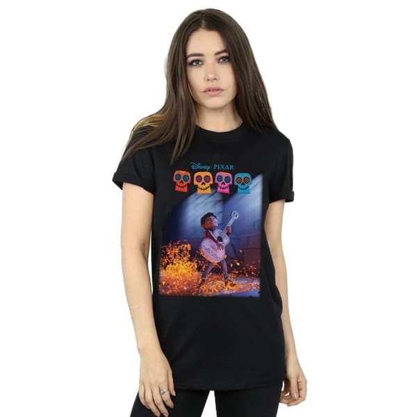Disney Dam/dam Coco Miguel Spelar Gitarr Boyfriend-T-shirt i bomull