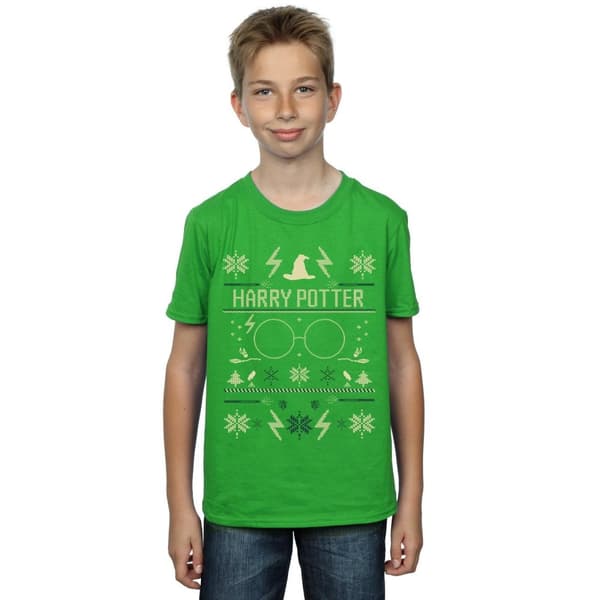 Harry Potter T-shirt med julmönster för pojkar