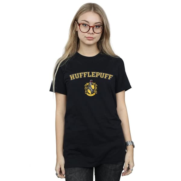 Harry Potter Dam/Häst Hufflepuff Crest Boyfriend T-shirt i bomull