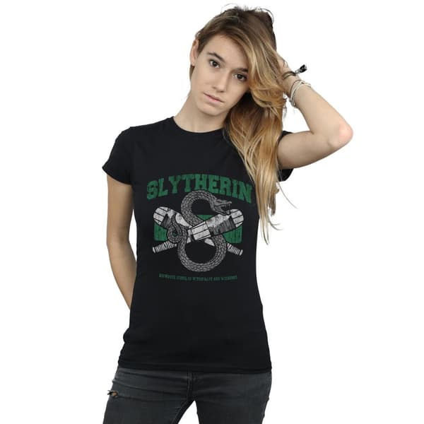 Harry Potter Dam/Tjej Slytherin Quidditch Emblem Bomulls-T-shirt