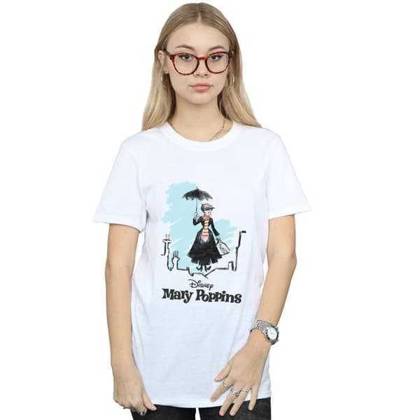 Disney Womens/Ladies Mary Poppins Rooftop Landing Colour Cotton Boyfriend T-Shirt