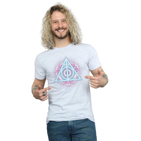 Harry Potter Mens Neon Deathly Hallows T-Shirt