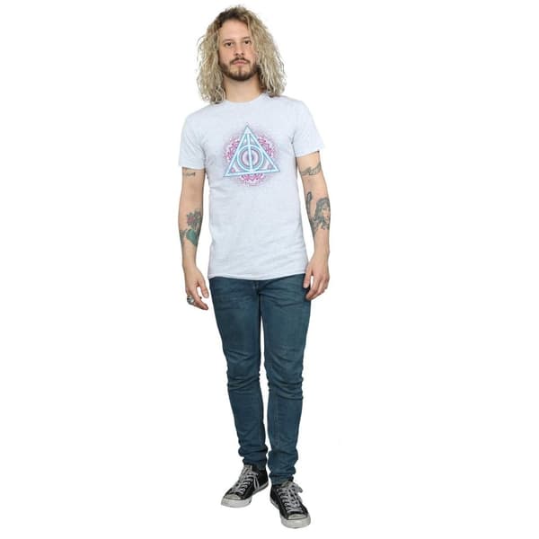 Harry Potter Mens Neon Deathly Hallows T-Shirt