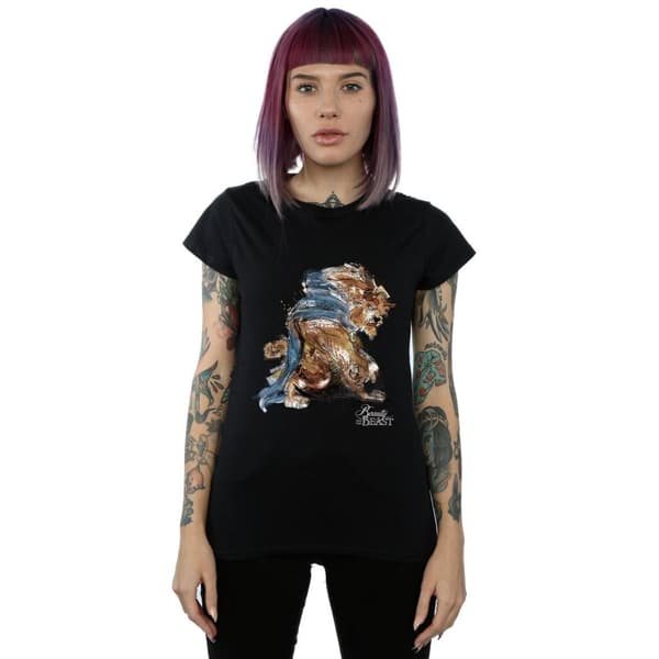 Disney Dam/Tjej Skönheten och odjuret Beast Sketch Bomulls-T-shirt