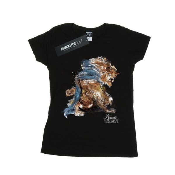Disney Dam/Tjej Skönheten och odjuret Beast Sketch Bomulls-T-shirt