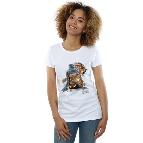 Disney Womens/Ladies Beauty And The Beast Beast Sketch Cotton T-Shirt