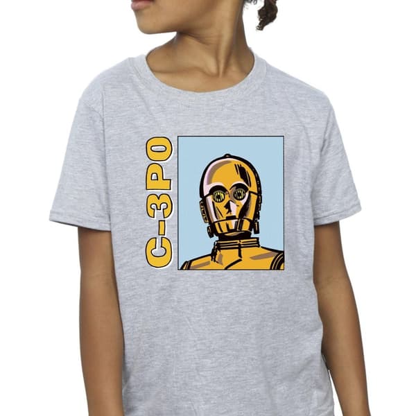 Star Wars Girls C3PO Line Art Cotton T-Shirt