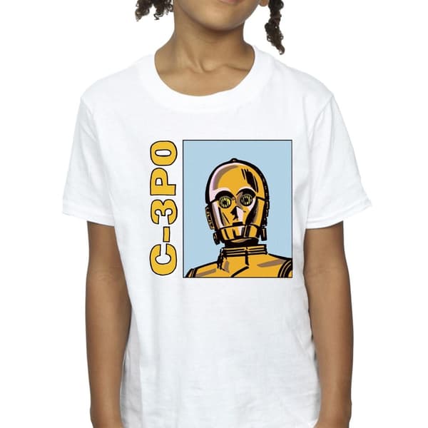 Star Wars Girls C3PO Line Art Cotton T-Shirt
