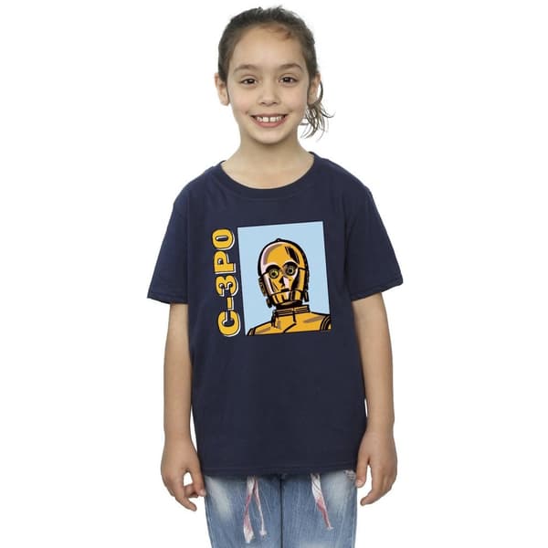 Star Wars Girls C3PO Line Art Cotton T-Shirt