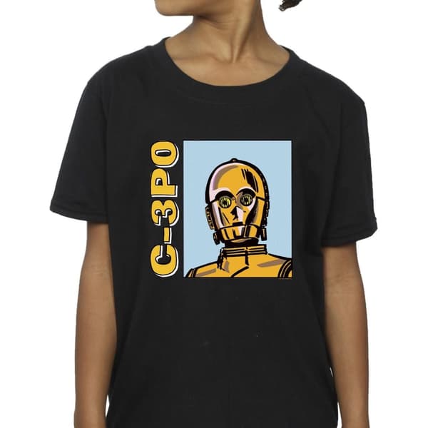 Star Wars Girls C3PO Line Art Cotton T-Shirt