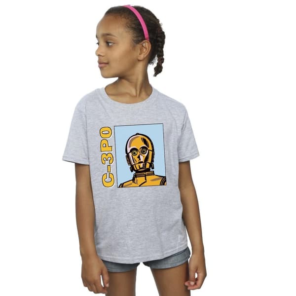 Star Wars Girls C3PO Line Art Cotton T-Shirt