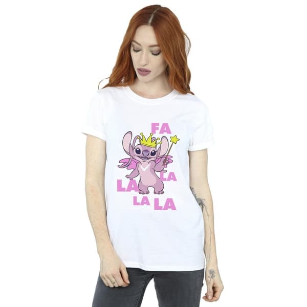 Disney Womens/Ladies Lilo & Stitch Angel Fa La La Cotton Boyfriend T-Shirt