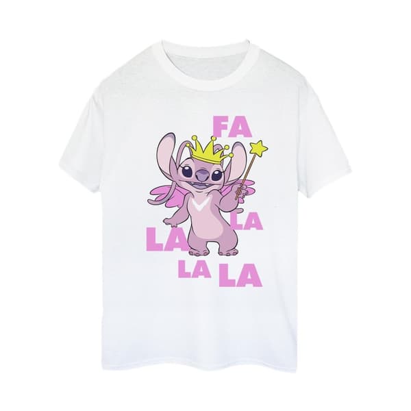 Disney Womens/Ladies Lilo & Stitch Angel Fa La La Cotton Boyfriend T-Shirt