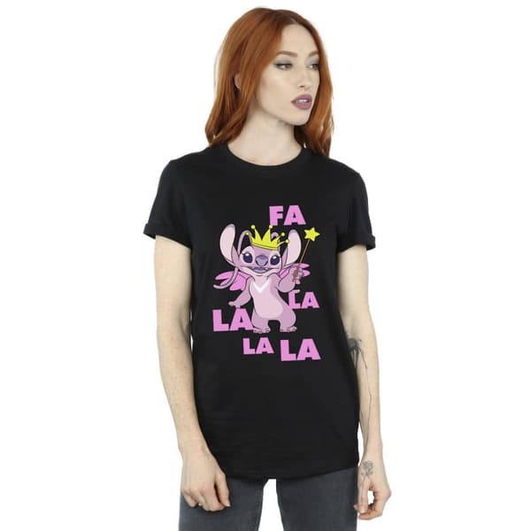 Disney Womens/Ladies Lilo & Stitch Angel Fa La La Cotton Boyfriend T-Shirt