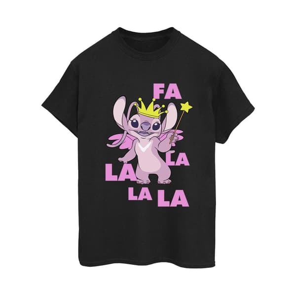 Disney Womens/Ladies Lilo & Stitch Angel Fa La La Cotton Boyfriend T-Shirt