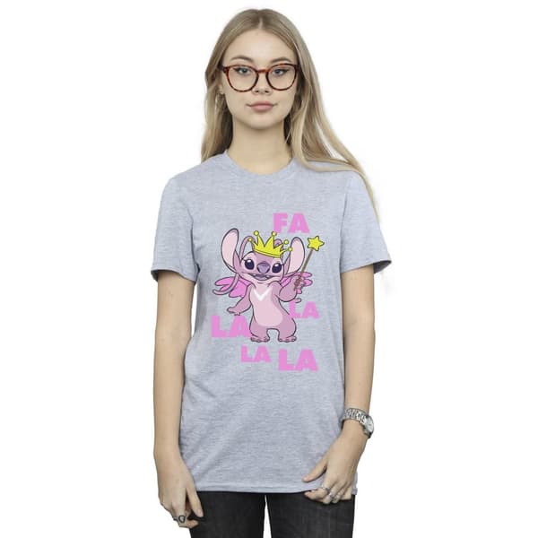 Disney Womens/Ladies Lilo & Stitch Angel Fa La La Cotton Boyfriend T-Shirt