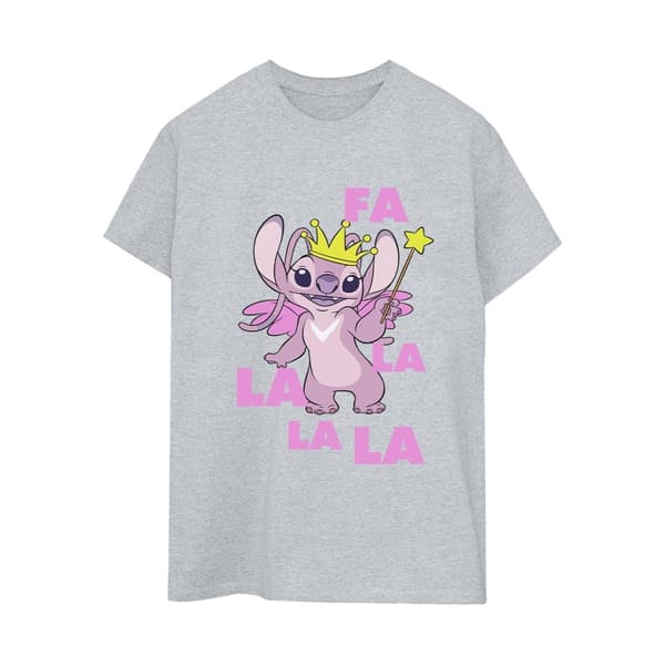 Disney Womens/Ladies Lilo & Stitch Angel Fa La La Cotton Boyfriend T-Shirt