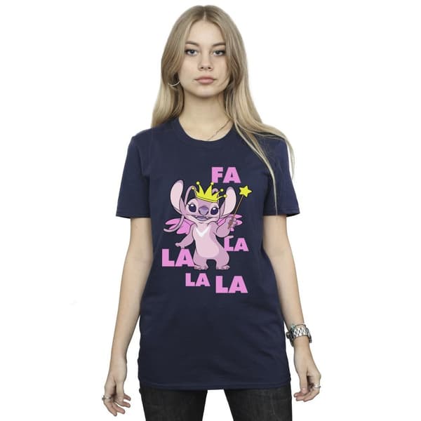 Disney Womens/Ladies Lilo & Stitch Angel Fa La La Cotton Boyfriend T-Shirt