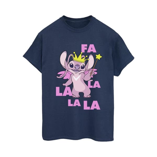 Disney Womens/Ladies Lilo & Stitch Angel Fa La La Cotton Boyfriend T-Shirt