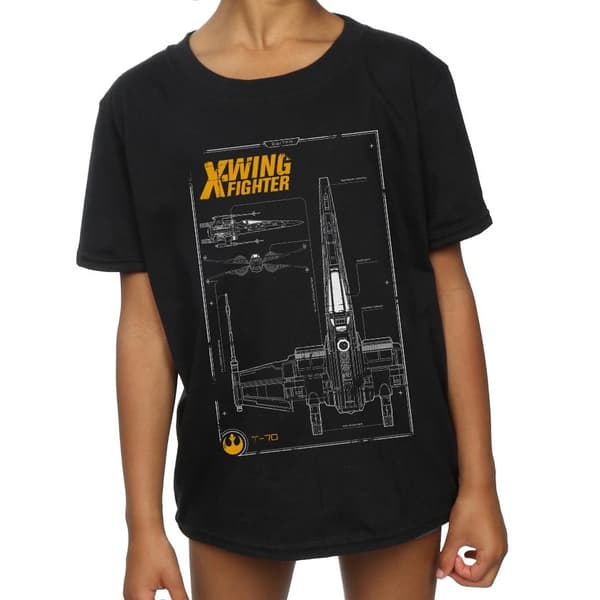 Star Wars Force Awakens X-Wing manuell bomulls-T-shirt för flickor