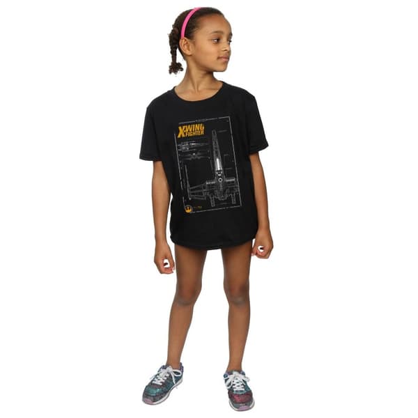 Star Wars Force Awakens X-Wing manuell bomulls-T-shirt för flickor