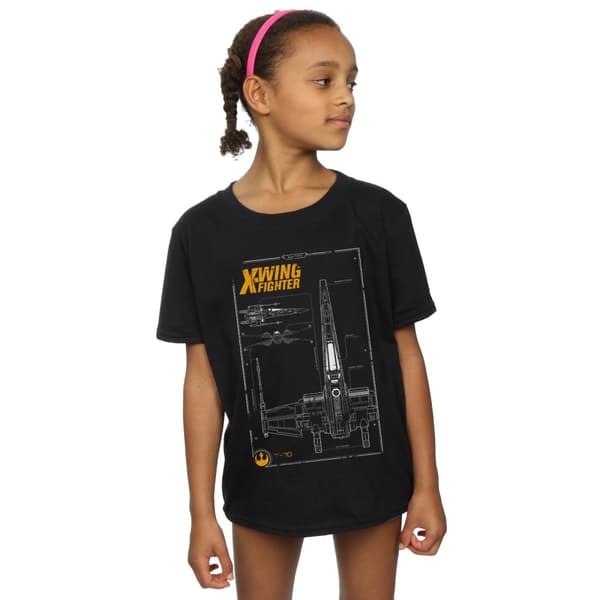 Star Wars Force Awakens X-Wing manuell bomulls-T-shirt för flickor