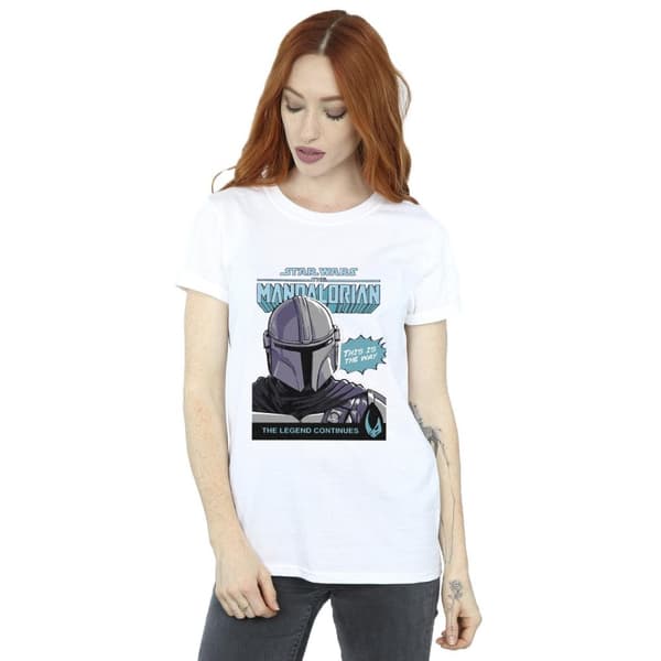 Star Wars The Mandalorian Womens/Ladies Mando Comic Cover Cotton Boyfriend T-Shirt White XXL