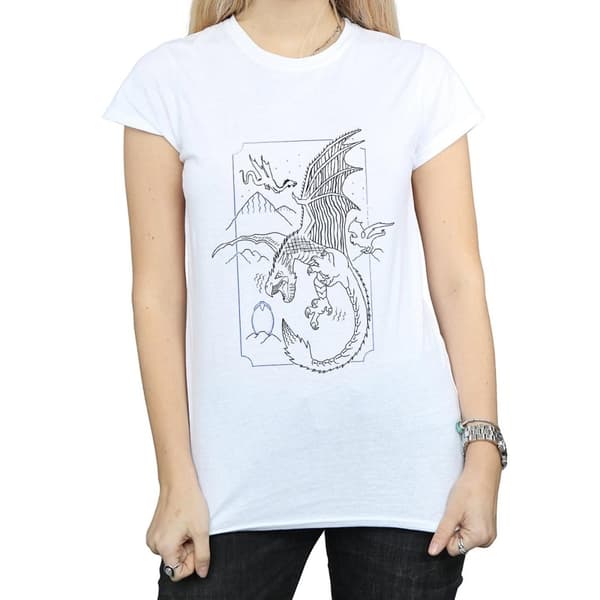 Harry Potter Womens/Ladies Dragon Line Art Cotton T-Shirt
