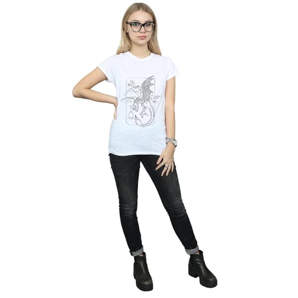 Harry Potter Womens/Ladies Dragon Line Art Cotton T-Shirt