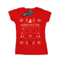 Miniatyrbillede 1 af 3: Harry Potter Womens/Ladies Christmas Pattern Cotton T-Shirt