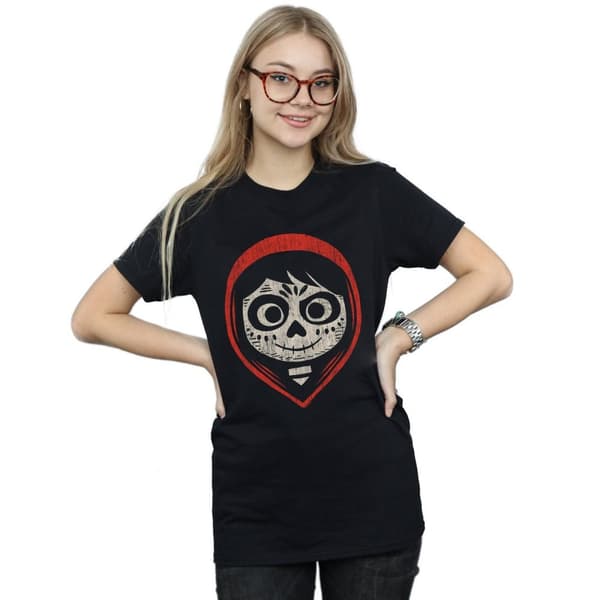 Disney Dam/dam Coco Miguel Skeleton Face - Boyfriend-t-shirt i bomull med huva
