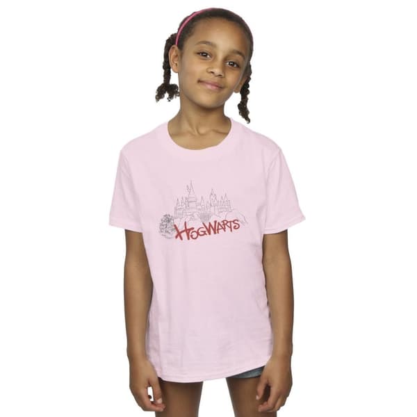 Harry Potter T-shirt i bomull med spray från Hogwarts slott för flickor