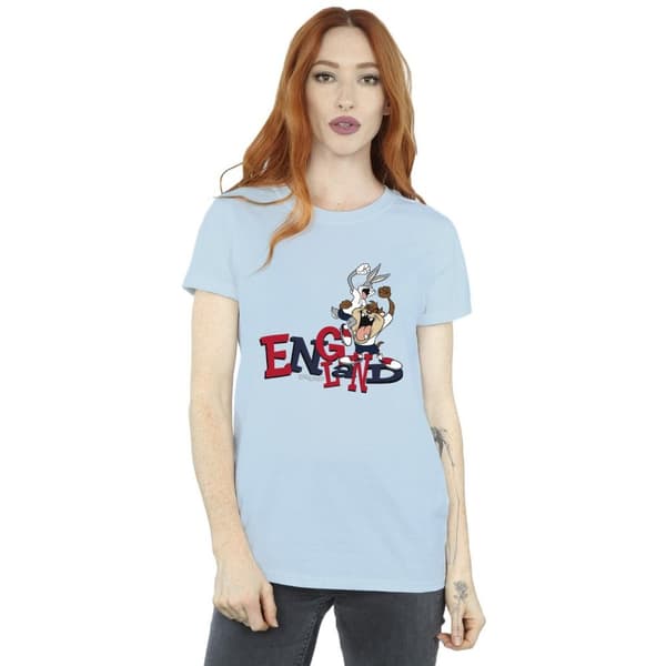 Looney Tunes Dam/Tjej - Bugs & Taz England - Boyfriend-t-shirt i bomull