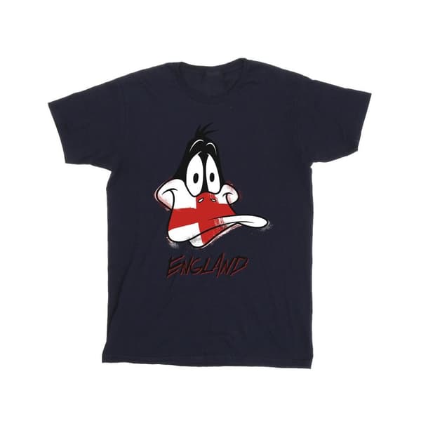 Looney Tunes T-shirt i bomull med Daffy England-ansikte för flickor