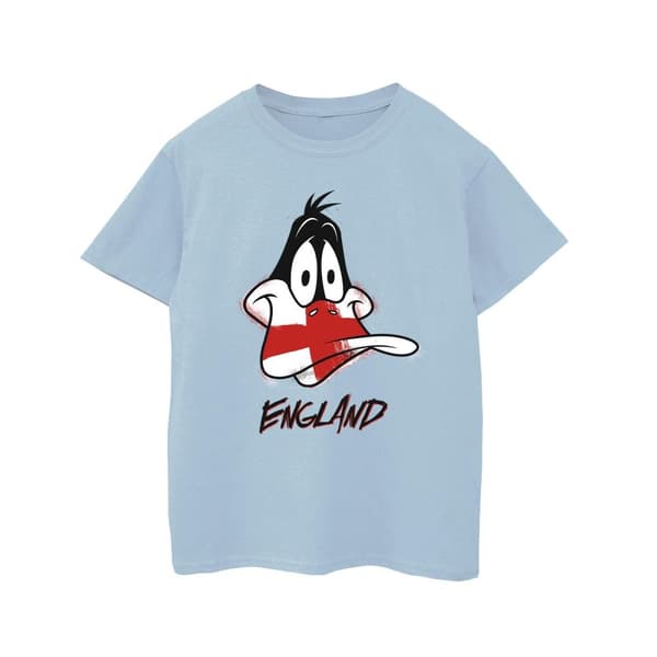 Looney Tunes T-shirt i bomull med Daffy England-ansikte för flickor
