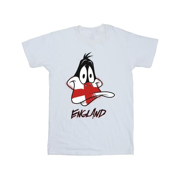 Looney Tunes T-shirt i bomull med Daffy England-ansikte för flickor