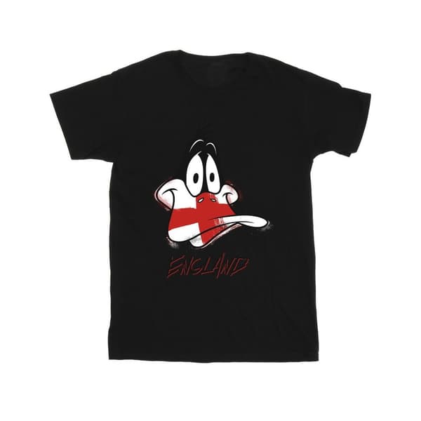 Looney Tunes T-shirt i bomull med Daffy England-ansikte för flickor