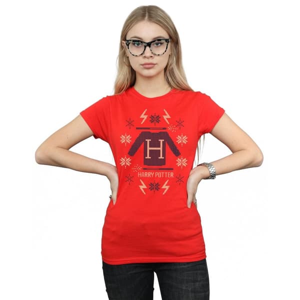 Harry Potter T-shirt i bomull med julmotiv för damer/damer