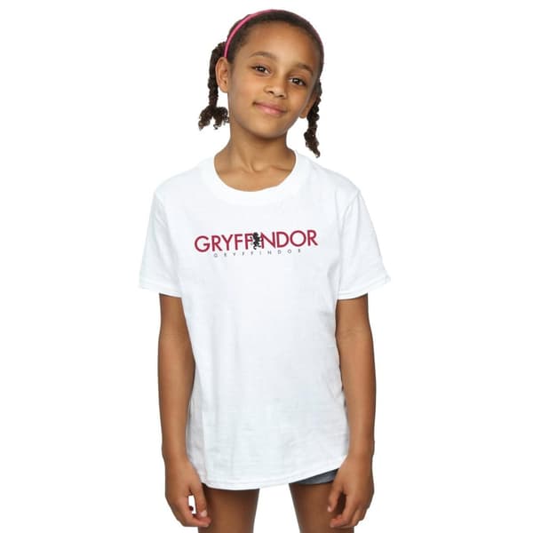 Harry Potter Girls Gryffindor Text Cotton T-Shirt