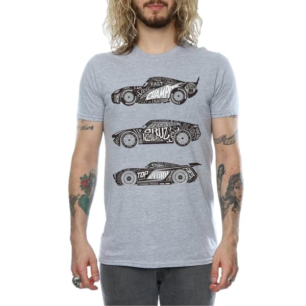 Disney Mens Cars Text Racers T-Shirt