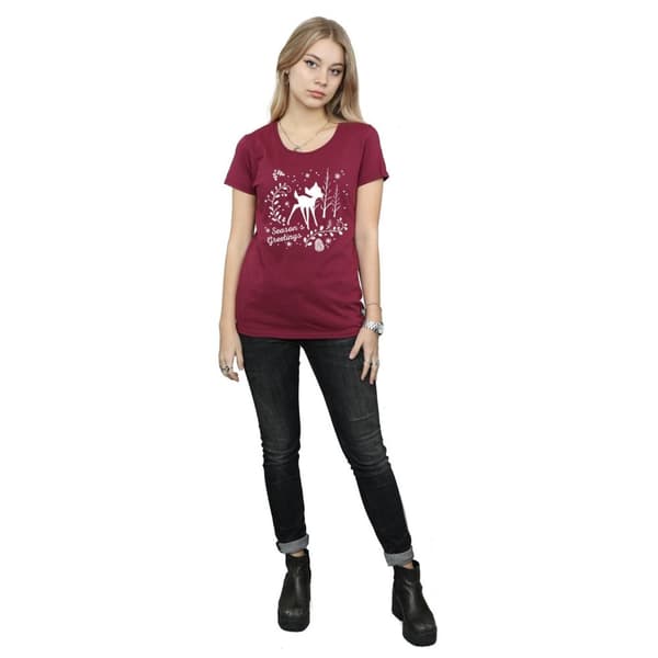Disney Dam/Tjej Bambi Julhälsningar Bomulls-T-shirt