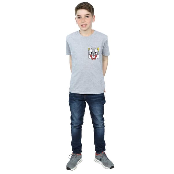 Looney Tunes Boys Bugs Bunny Face Faux Pocket T-Shirt