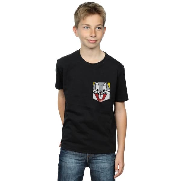 Looney Tunes Boys Bugs Bunny Face Faux Pocket T-Shirt