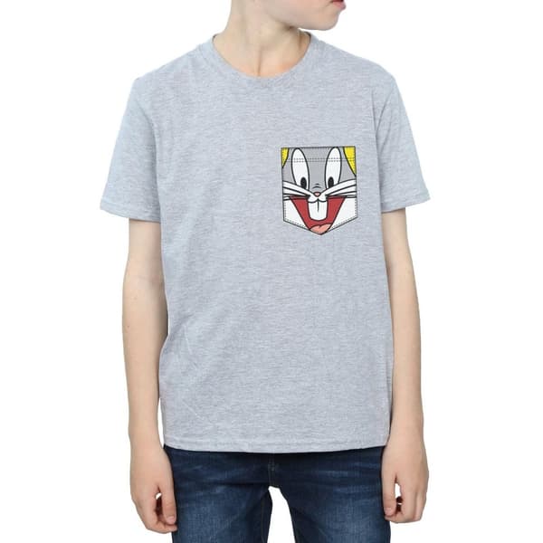 Looney Tunes Boys Bugs Bunny Face Faux Pocket T-Shirt