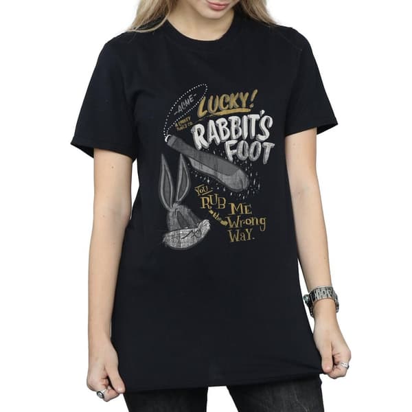 Looney Tunes Womens/Ladies Bugs Bunny Rub Me The Wrong Way Cotton Boyfriend T-Shirt