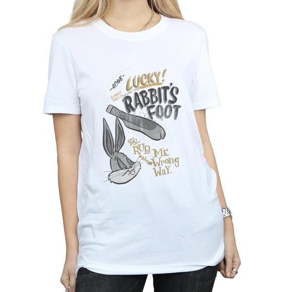 Looney Tunes Womens/Ladies Bugs Bunny Rub Me The Wrong Way Cotton Boyfriend T-Shirt