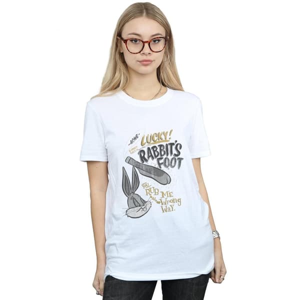 Looney Tunes Womens/Ladies Bugs Bunny Rub Me The Wrong Way Cotton Boyfriend T-Shirt